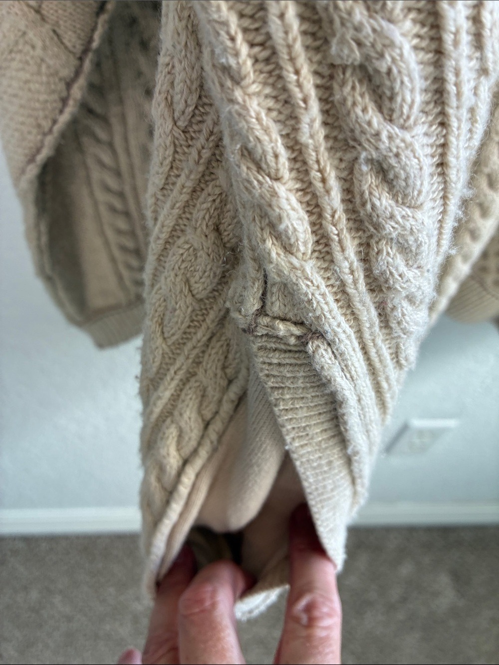 Free People We The Free Tennessee Cable Knit Cardigan Ivory Pockets XL - Picture 8 of 11